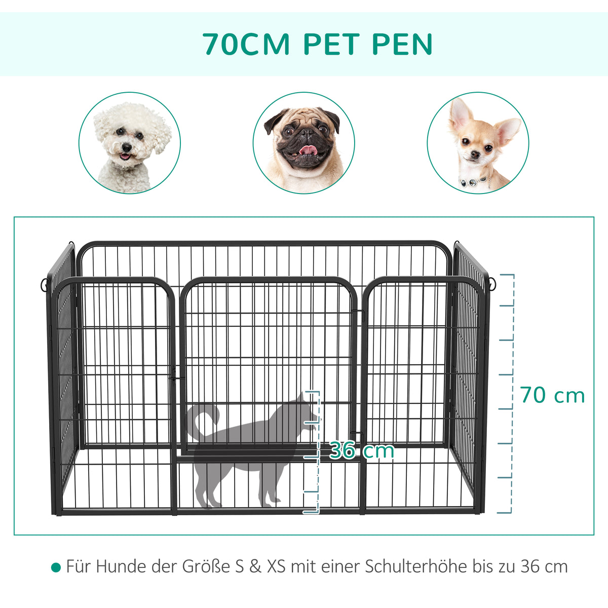 Heavy Duty Dog Pet Puppy Metal Playpen Play Pen Rabbit Pig Hutch Run Enclosure Foldable Black Large, 125 x 80 x 70 cm