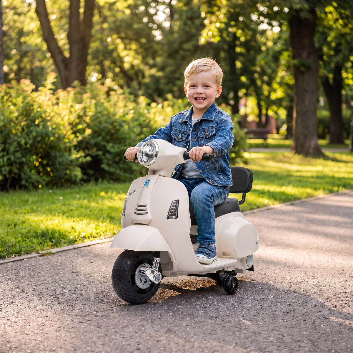 Elektro Motorrad Kinder Mini Vespa GTS 6V Elektromotorrad Weiß