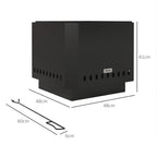 Smokeless Fire Pit, 48 cm Portable Wood Burning Firepit, Square Metal Bonfire Stove with Poker, Black