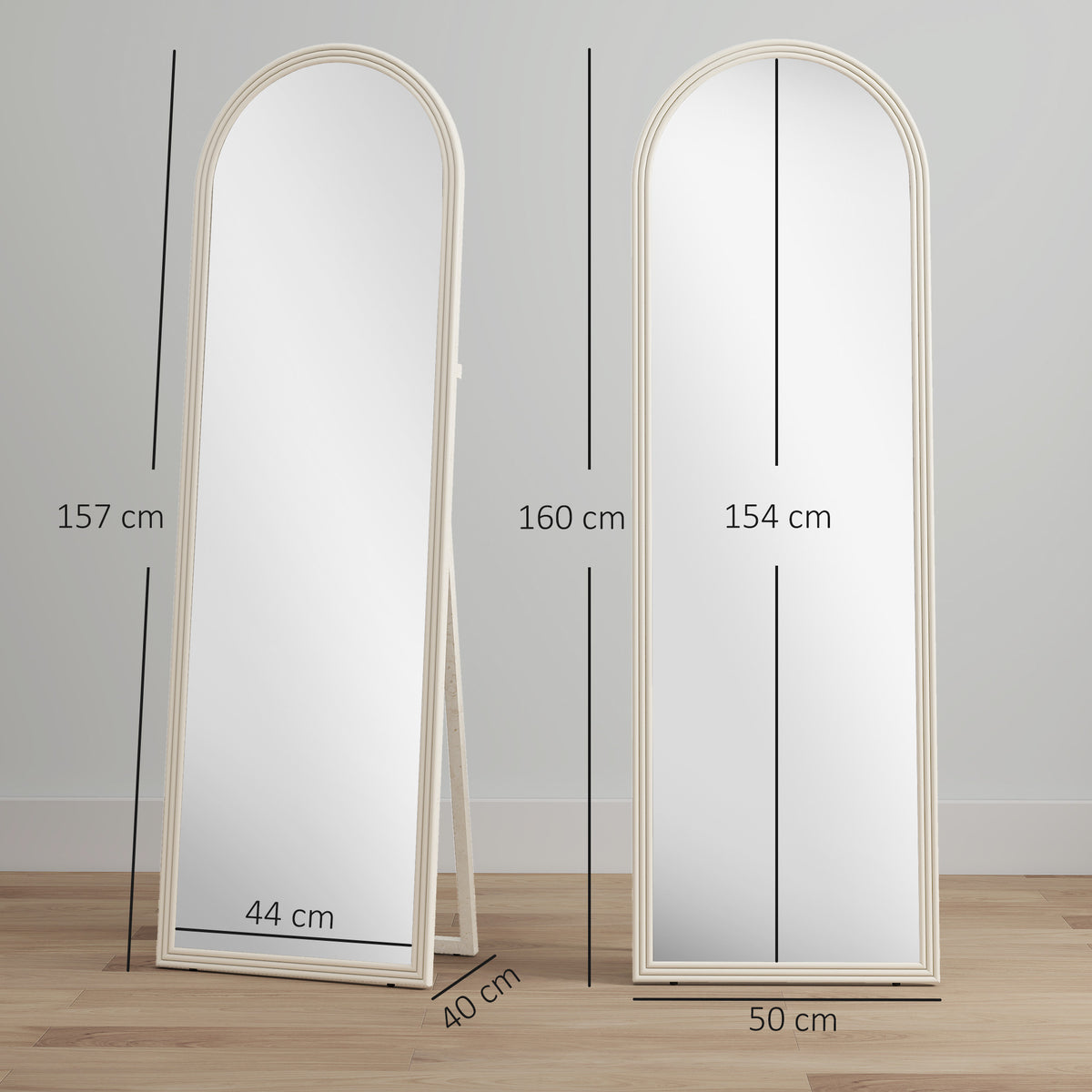 Ganzk?rperspiegel, 50 x 160 cm, freistehend, Wandmontage, Bogenrahmen, Wei?