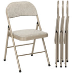 4er-Set Klappstühle, Tragbare Bürostühle, Stahlbeine, Faltstuhl für Büro, Empfang, Wartezimmer, Leinenoptik Beige