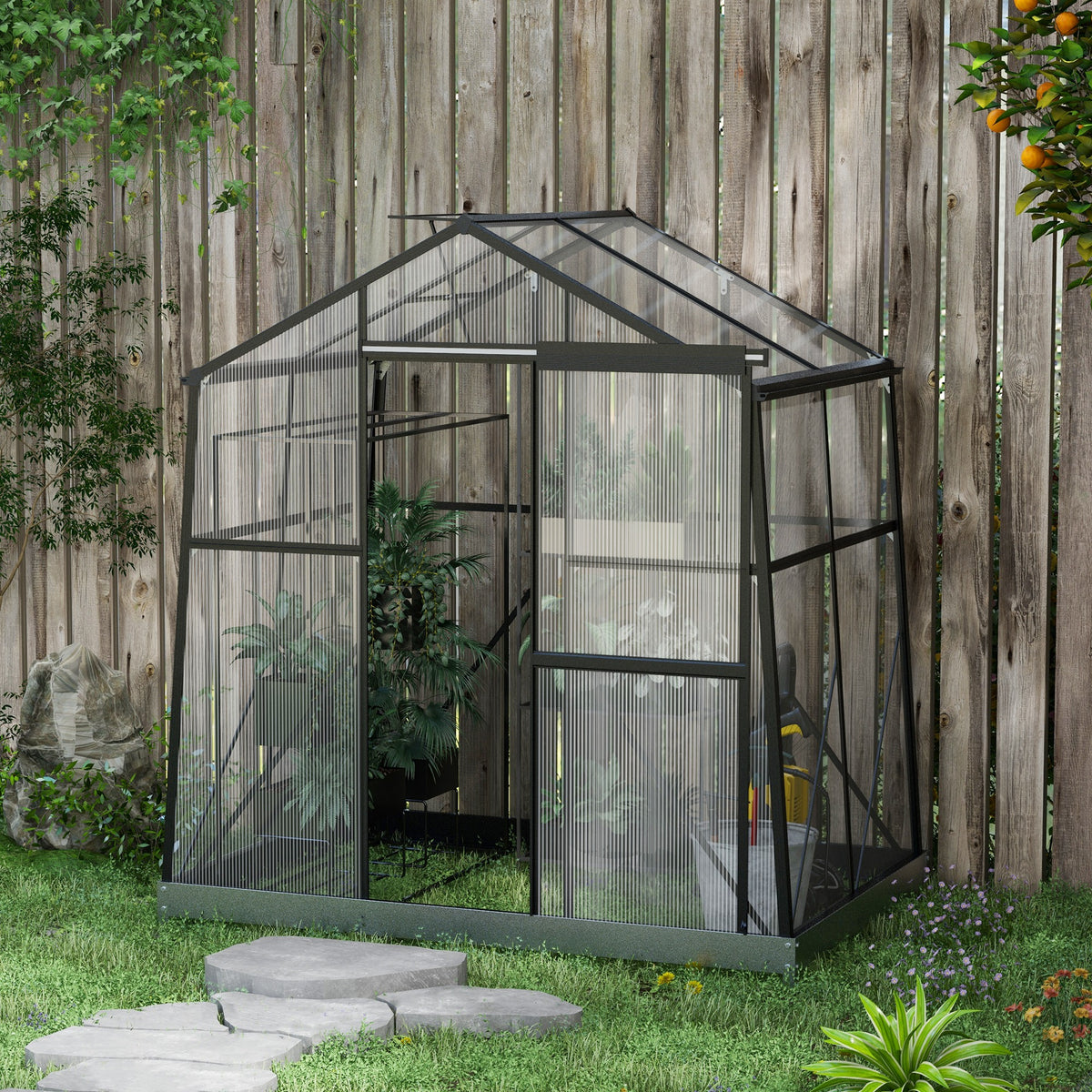 Gewächshaus Treibhaus Frühbeet, wetterbeständig, 192 x 131 x 203 cm, Schwarz