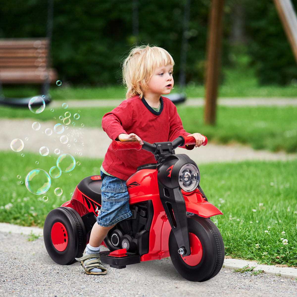Kinder Elektro-Motorrad, 6V Kindermotorrad mit Musik, Blasen 2,5-3 km/h, f¨¹r 2-5 Jahre Kinder