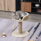 Kratzbaum Katzenbett Katzenkorb, inkl. Spielball, 40 cm x 40 cm x 49cm, Natur + Cremeweiß