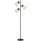 3-Licht-Stehlampe mit flexiblen Leuchtelementen, baumähnliche Struktur, für Wohnzimmer und Schlafzimmer, Metall, Schwarz
