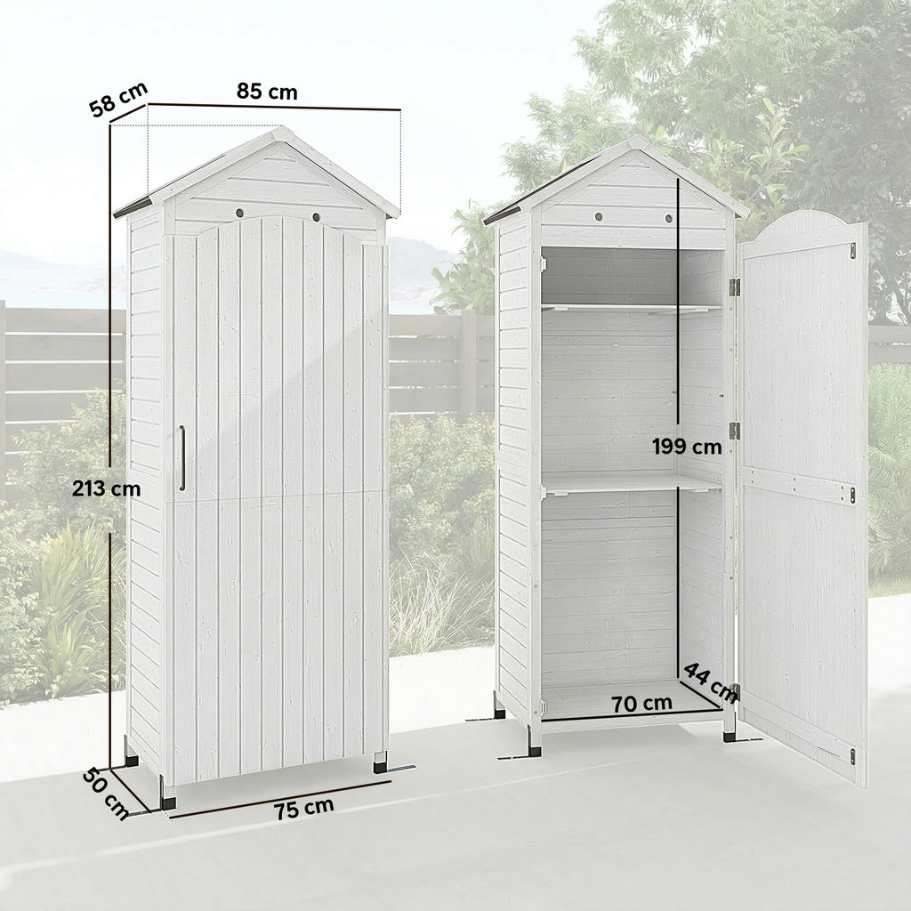 Gartenschrank Holz extra hohe Geräteschuppen mit verstellbar Ablage magnetisch Tür galvanisiert Dach Belüftung