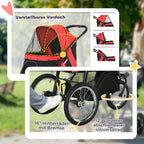 Foldable Pet Stroller with Three Wheels, for Small, Medium Dogs, Red
