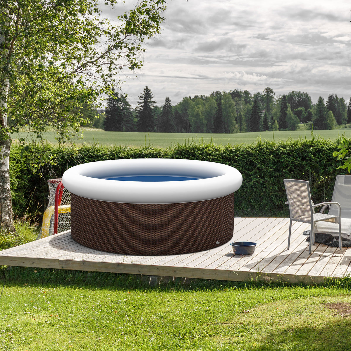 Aufblasbarer Pool, für 5 Personen, schneller Aufbau, robustes Material, braun, Ø300 x 76H cm