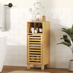 Badezimmerschrank, offenes Regal, Schrank, Bambusholz, Lamellent¨¹r, Hellbraun