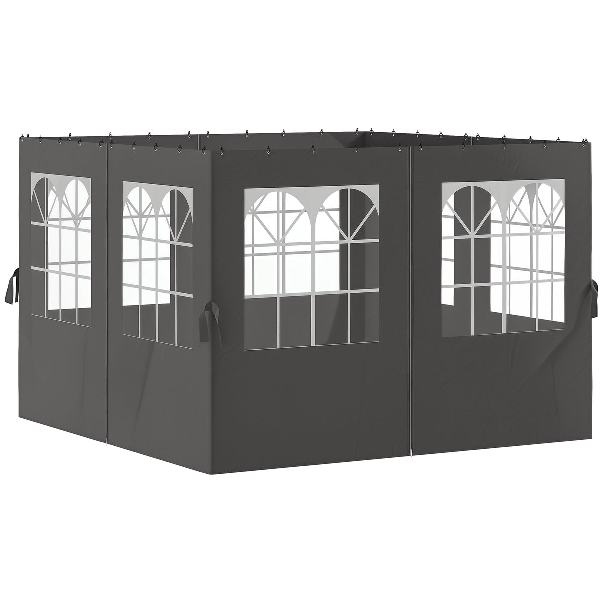 Pavillon-Seitenwände, 4 Seitenwand-Paneele für Gartenpavillon, mit Reißverschluss, 3 x 3 m Pavillon, Dunkelgrau