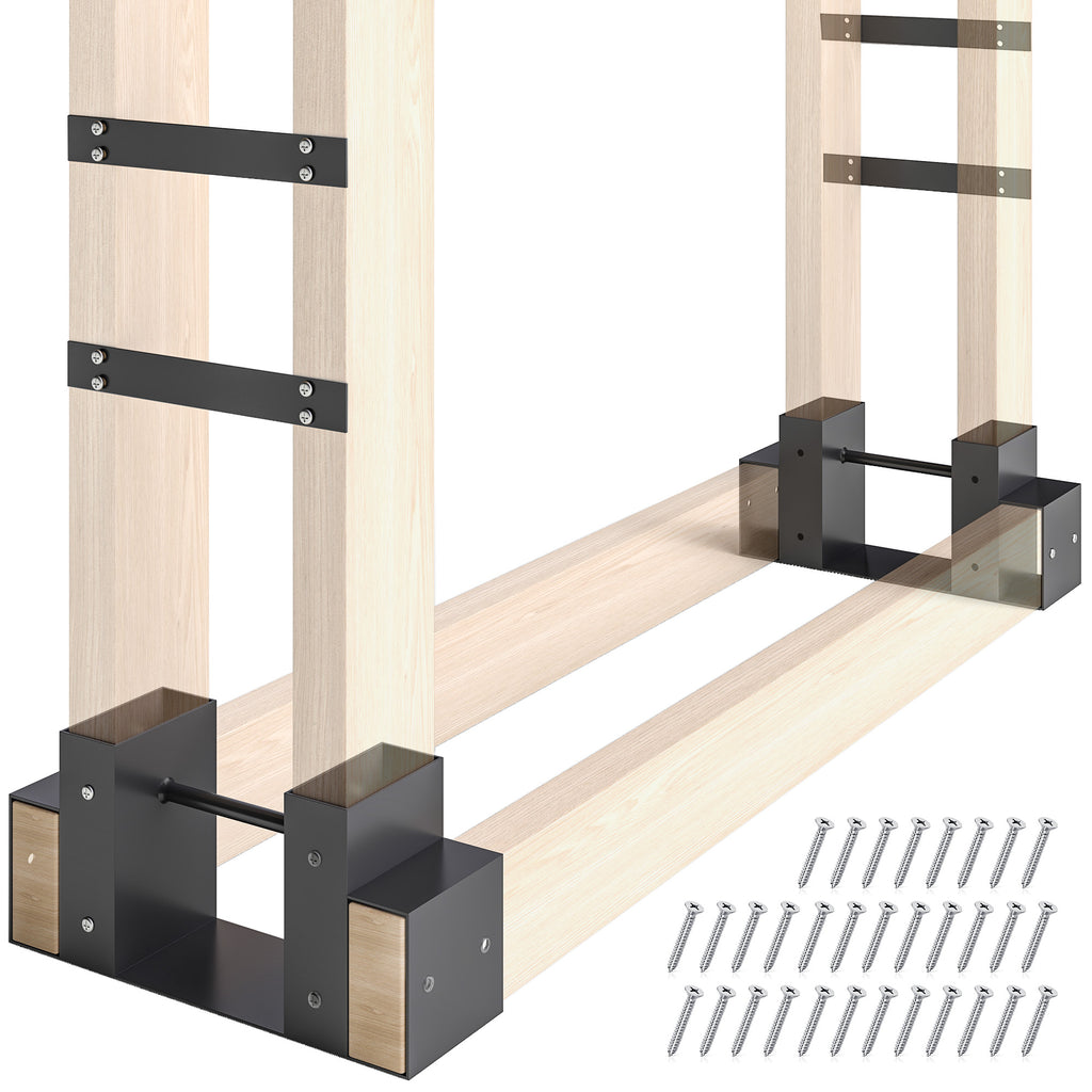 2er Set Kaminholz Lagerregal Halterung Kit, verstellbare Holzregallänge Metall Schwarz