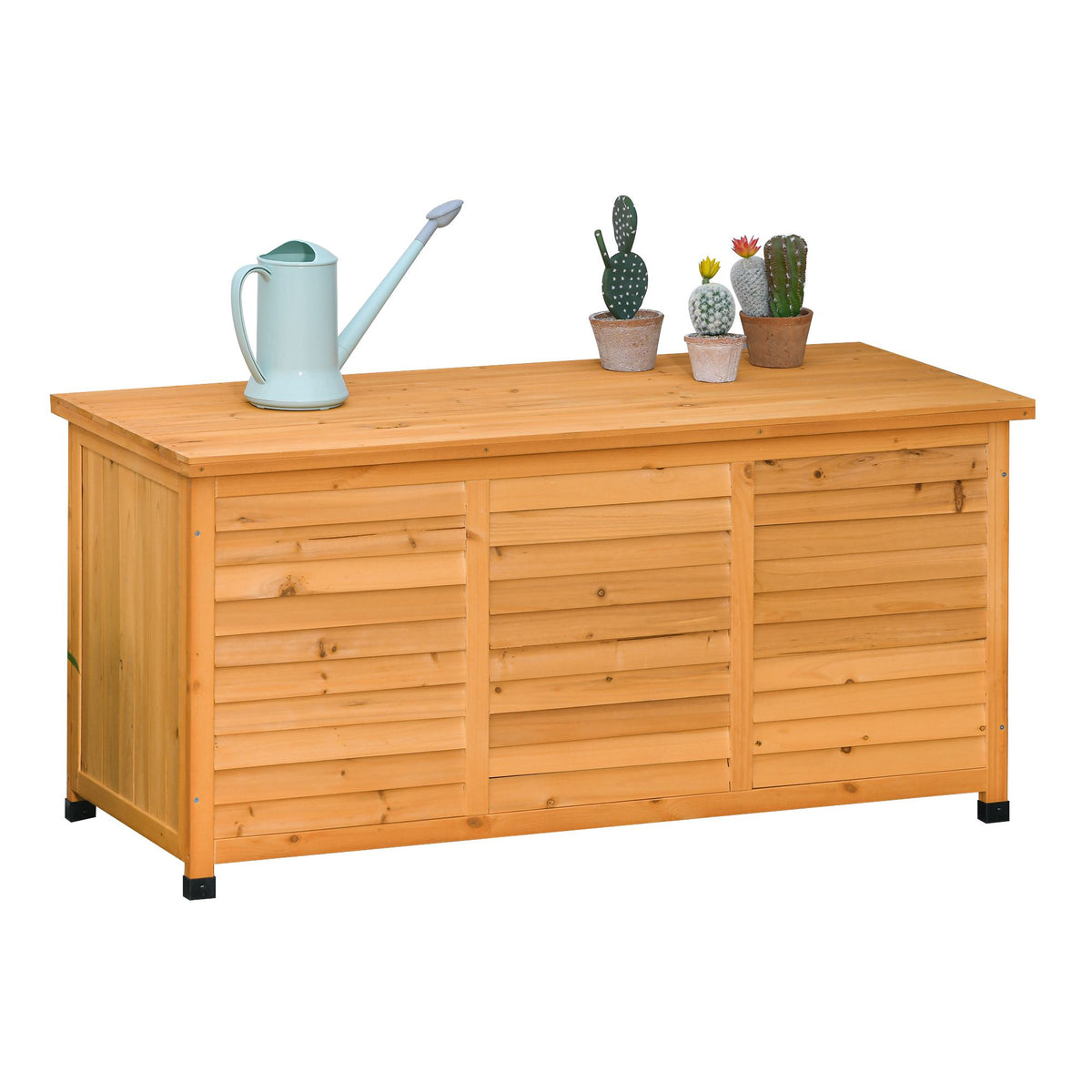 Gartenbox, Kissenbox, Aufbewahrungsbox, Aufbewahrungsbox, Gartentruhe, wetterbeständig, Massivholz, 127 x 56 x 60 cm Gelb