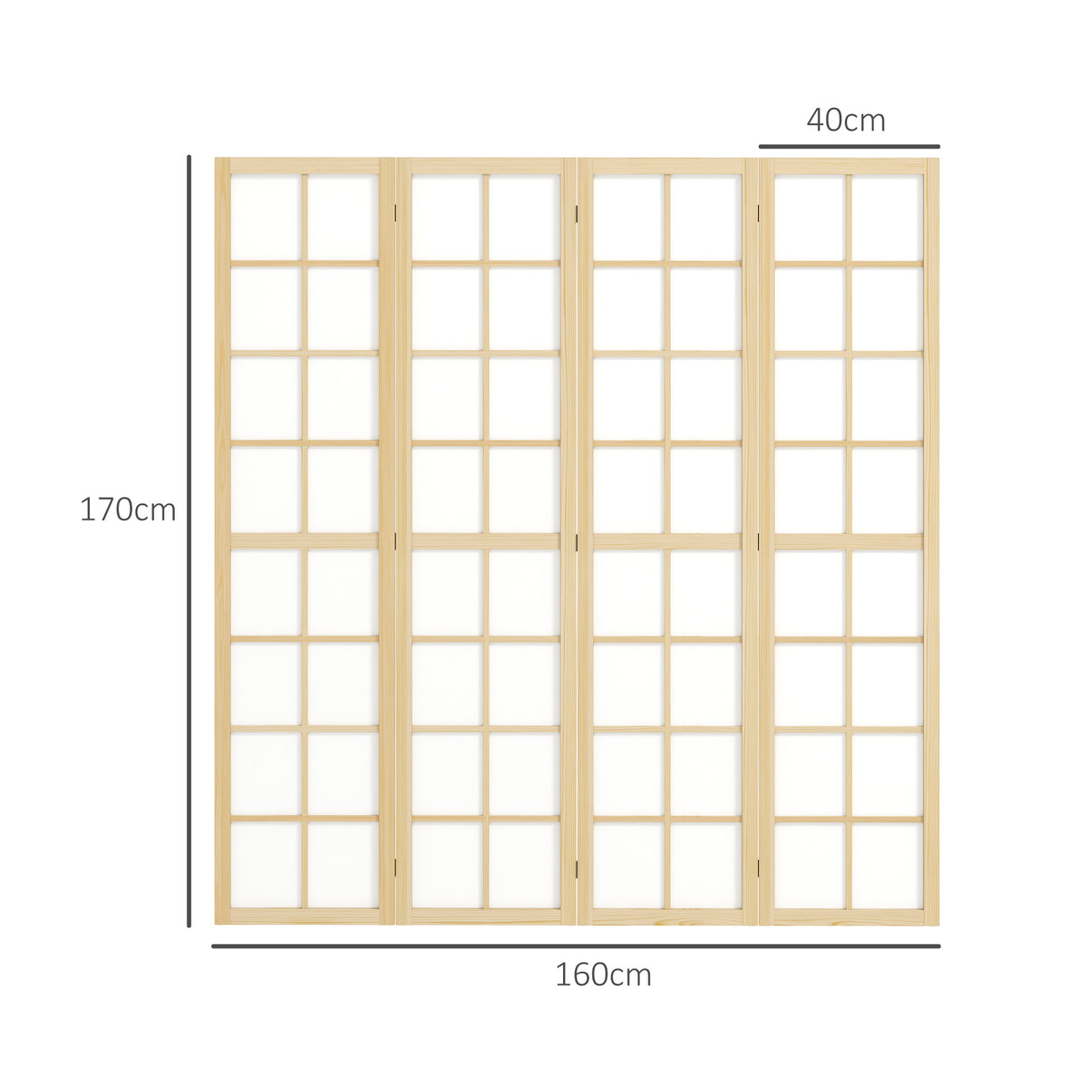 4 Panel Folding Room Divider, Freestanding Room Separator, Indoor Privacy Screen for Living Room, Bedroom, 160 x 170cm