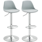 2er-Set Barhocker, Barstühle, Drehstühle mit Lehne, höhenverstellbar, bis 120 kg belastbar, 42 x 41 x 82-104 cm, Grau