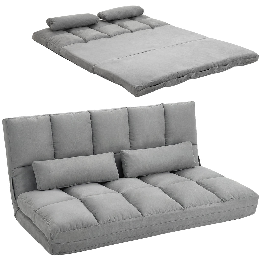 Bodensofa klappbar Schlafsofa mit 3-stuhfig verstellbar Rückenlehne Hellgrau