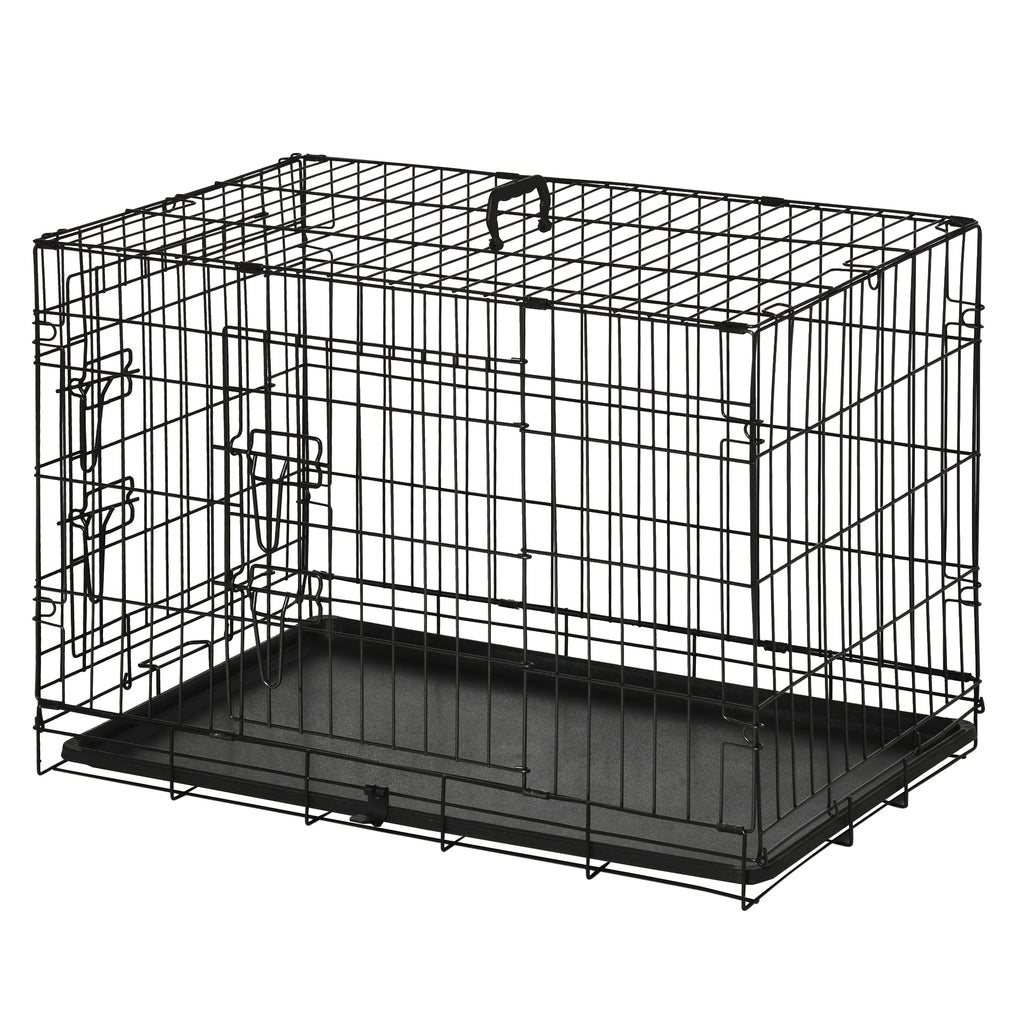 Hundekäfig, Transportkäfig, Drahtkäfig, herausnehmbare Bodenwanne, Schwarz