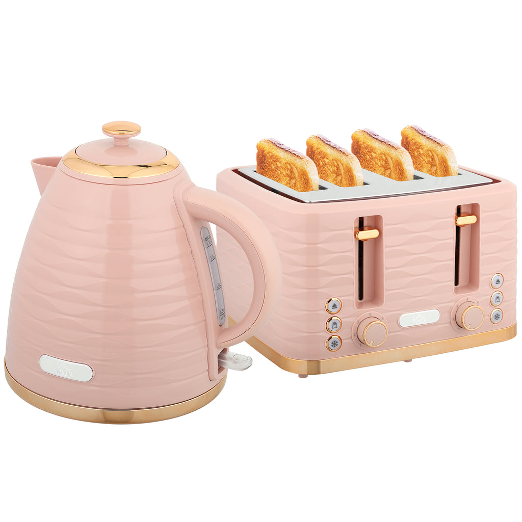 2-in-1 Toaster- und Wasserkocher-Set, 7 Br?unungsstufen, Auftau- und Aufw?rmfunktion, Rosa