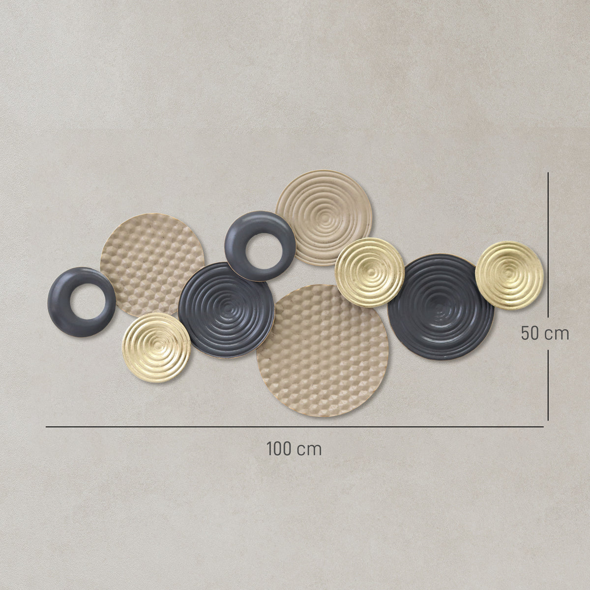 Metal Wall Art, Modern Hanging Wall Decor with Multi-Disc Design for Living Room Bedroom Dining Room