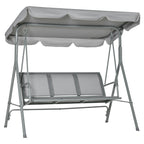 Metal Garden Swing Chair, 3-Seater Swing Seat, Patio Hammock Bench Canopy Lounger, Light Grey