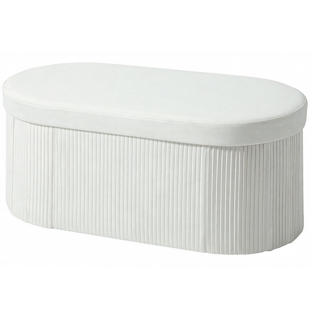Sitzbank mit Stauraum Klappbar Polsterbank mit Samt-Optik für Wohnzimmer 76 x 38 x 35 cm Creme