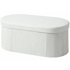 Sitzbank mit Stauraum Klappbar Polsterbank mit Samt-Optik für Wohnzimmer 76 x 38 x 35 cm Creme