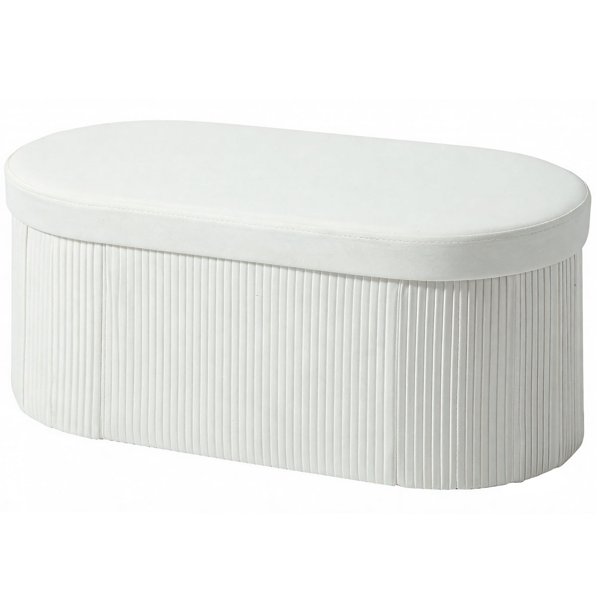 Sitzbank mit Stauraum Klappbar Polsterbank mit Samt-Optik für Wohnzimmer 76 x 38 x 35 cm Creme