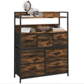 Rustic Chest of Seven Fabric Drawers - Rustic Brown