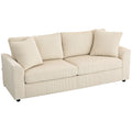 3-Sitzer-Sofa mit Zierkissen, Cordsofa f¨¹r Wohnzimmer, Schlafzimmer, 212 cm breit, Cremewei?
