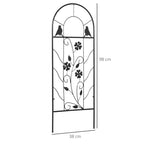 2er-Set Metallspalier, mit Vogel- und Kleeverzierung, für Garten & Terrasse, schwarz, 38 x 98 cm
