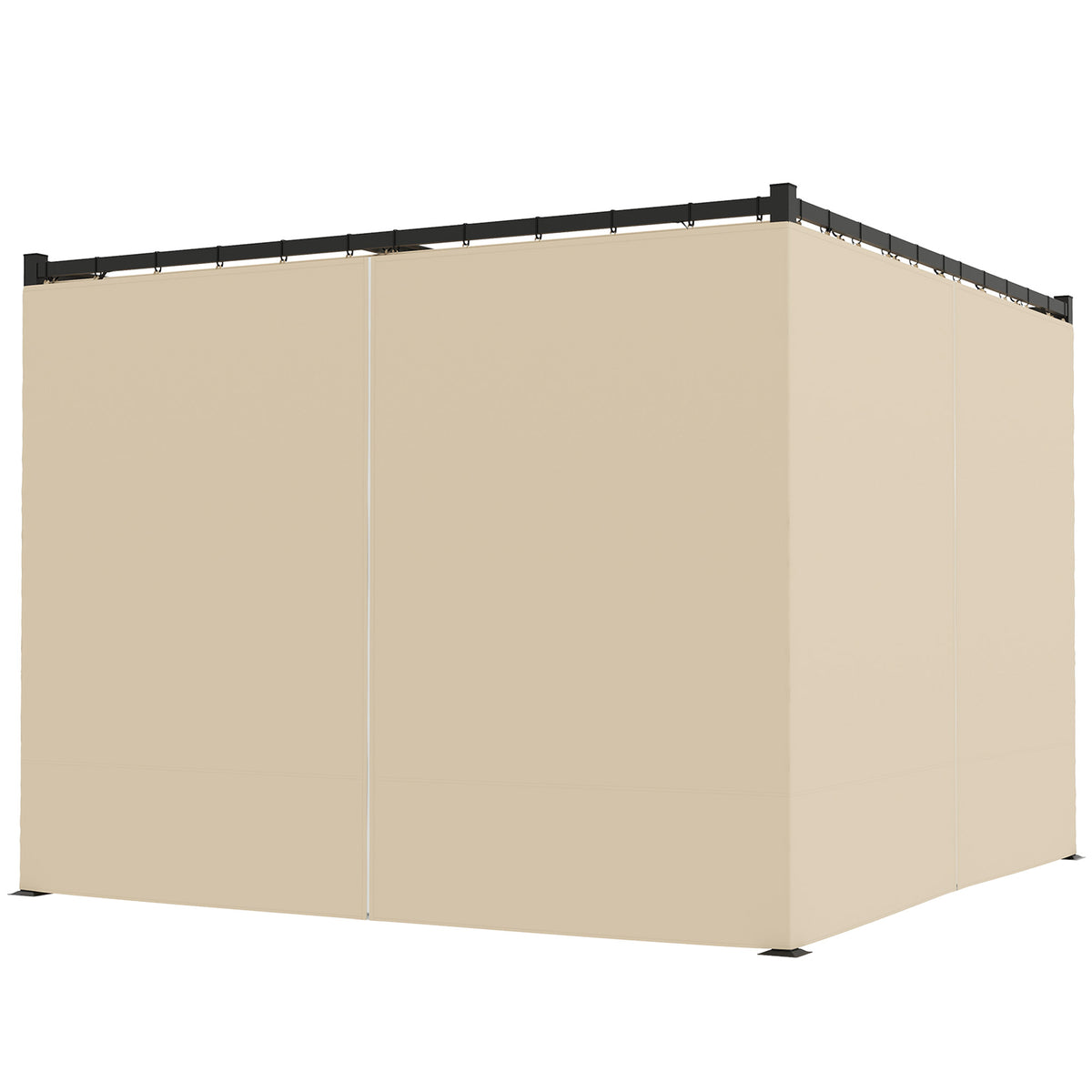 3 x 3(m) Retractable Pergola, Garden Gazebo Shelter with Curtains, for Grill, Patio, Deck, Beige