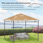 3 x 3 m Gazebo Canopy Replacement Cover, Garden Gazebo Roof Replacement with Drain Holes, TOP COVER ONLY, Beige
