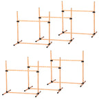 Agility Set Hunde, 6tlg. Agility-Ausrüstungs-Set mit Flechtstangen, Pfeife, Hundetraining Zubehör mit Tragetasche, für Park, Garten, Orange