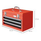 Werkzeugkiste mit 3 Schubladen, 1 Fach, stabile Stahlverschl¨¹sse, 45 x 24 x 27 cm, Rot
