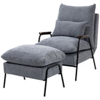 Sessel mit Ottomane Polstersessel Relaxsessel, inkl. Kissen, 68 cm x 91,5 cm x 88 cm, Hellgrau