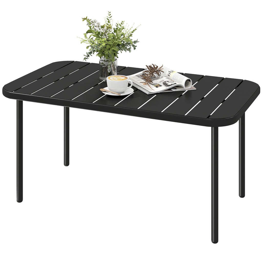 Beistelltisch Rechteckig Balkontisch aus Stahl pflegeleicht für Balkon Garten Terrasse Veranda 90x50x43 cm Schwarz