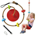 Climbing Rope, Kids Tree Swing Kit with Platforms and Disc Swings Seat, Obstacle Course Kids for Garden, Red