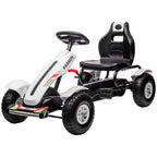 Gokart Tretauto mit Handbremse, verstellbarem Sitz, Vor- und Rückwärtsgang, bis 50kg für Kinder 5-12 Jahren Weiß
