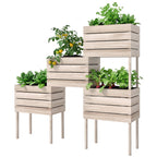 Hochbeet Blumenkasten Pflanzenkasten, wetterbest?ndig, Massivholz, 50 cm x 30 cm x 60 cm, Natur