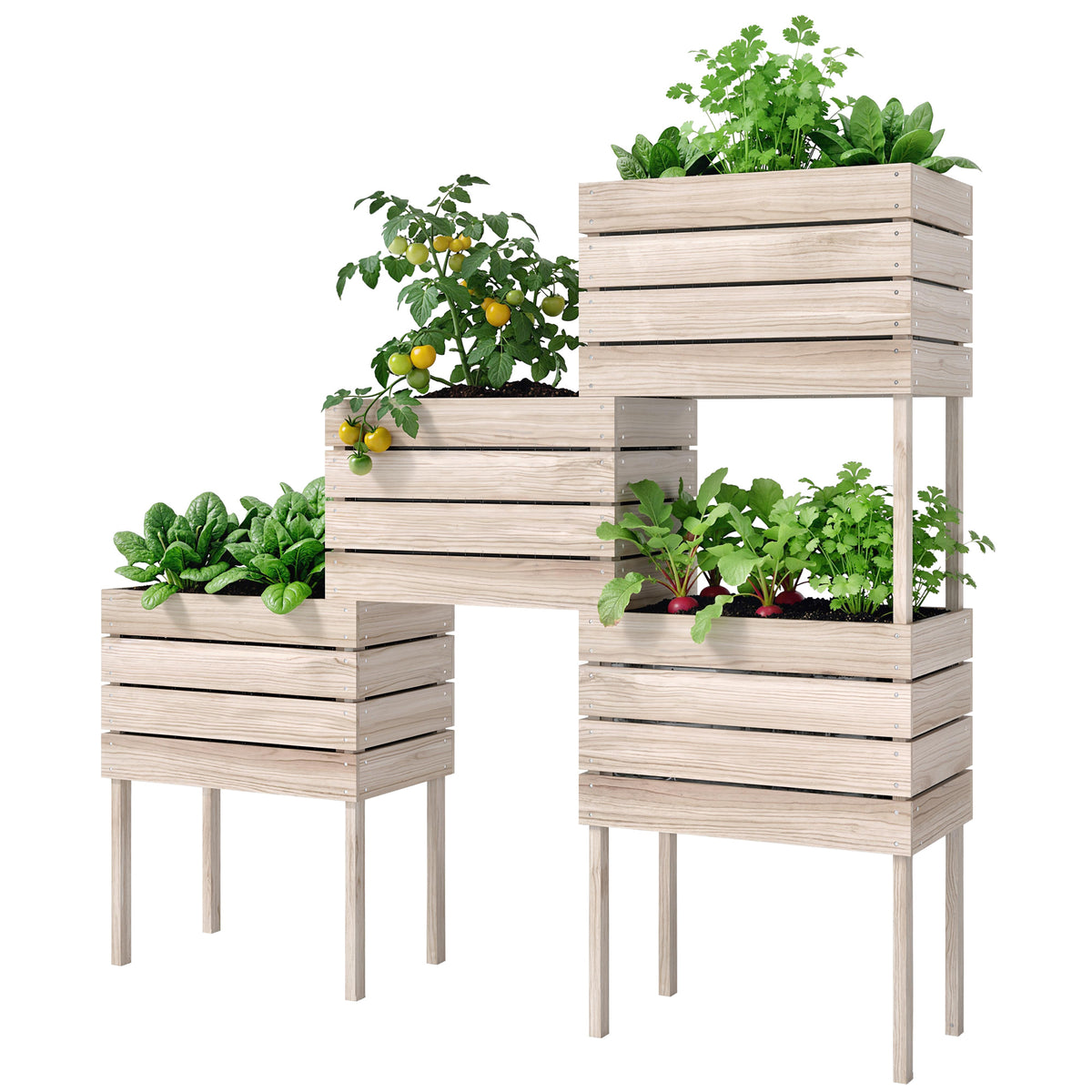 Hochbeet Blumenkasten Pflanzenkasten, wetterbest?ndig, Massivholz, 50 cm x 30 cm x 60 cm, Natur