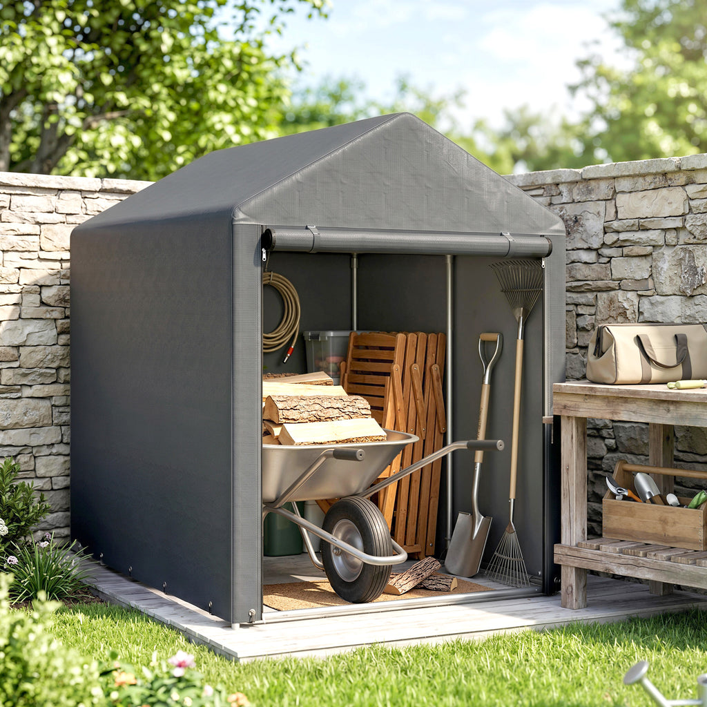 179 x 120cm Temporary Garden Shed, with Accessories - Dark Grey