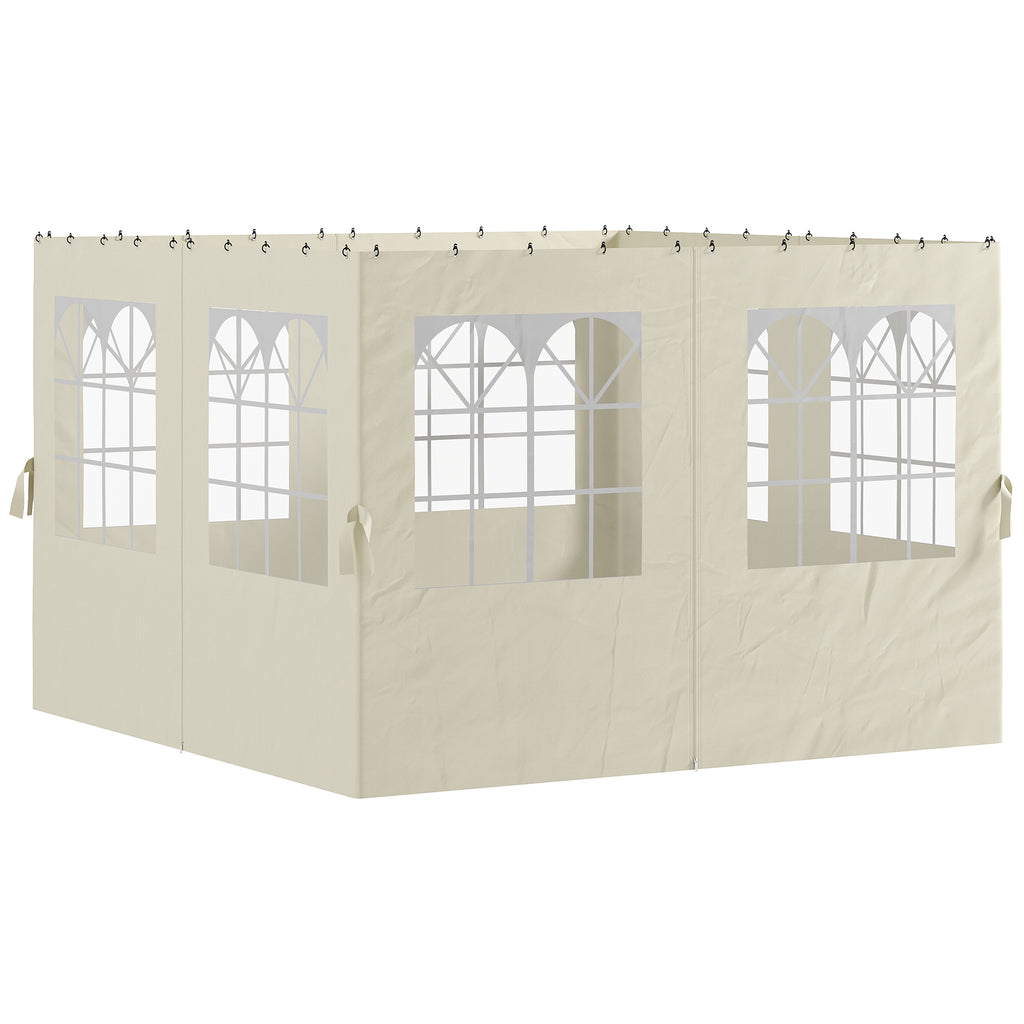 Pavillon-Seitenwände, 4 Seitenwand-Paneele für Gartenpavillon, mit Reißverschluss, 3 x 3 m Pavillon, Cremeweiß