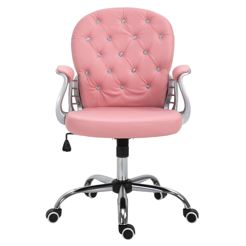 Homeoffice Stuhl Schreibtischstuhl mit Kunstlederoptik h?henverstellbar Drehstuhl Schminkstuhl B¨¹rostuhl bis 120 kg belastbar, f¨¹r Arbeitszimmer, Schlafzimmer Rosa