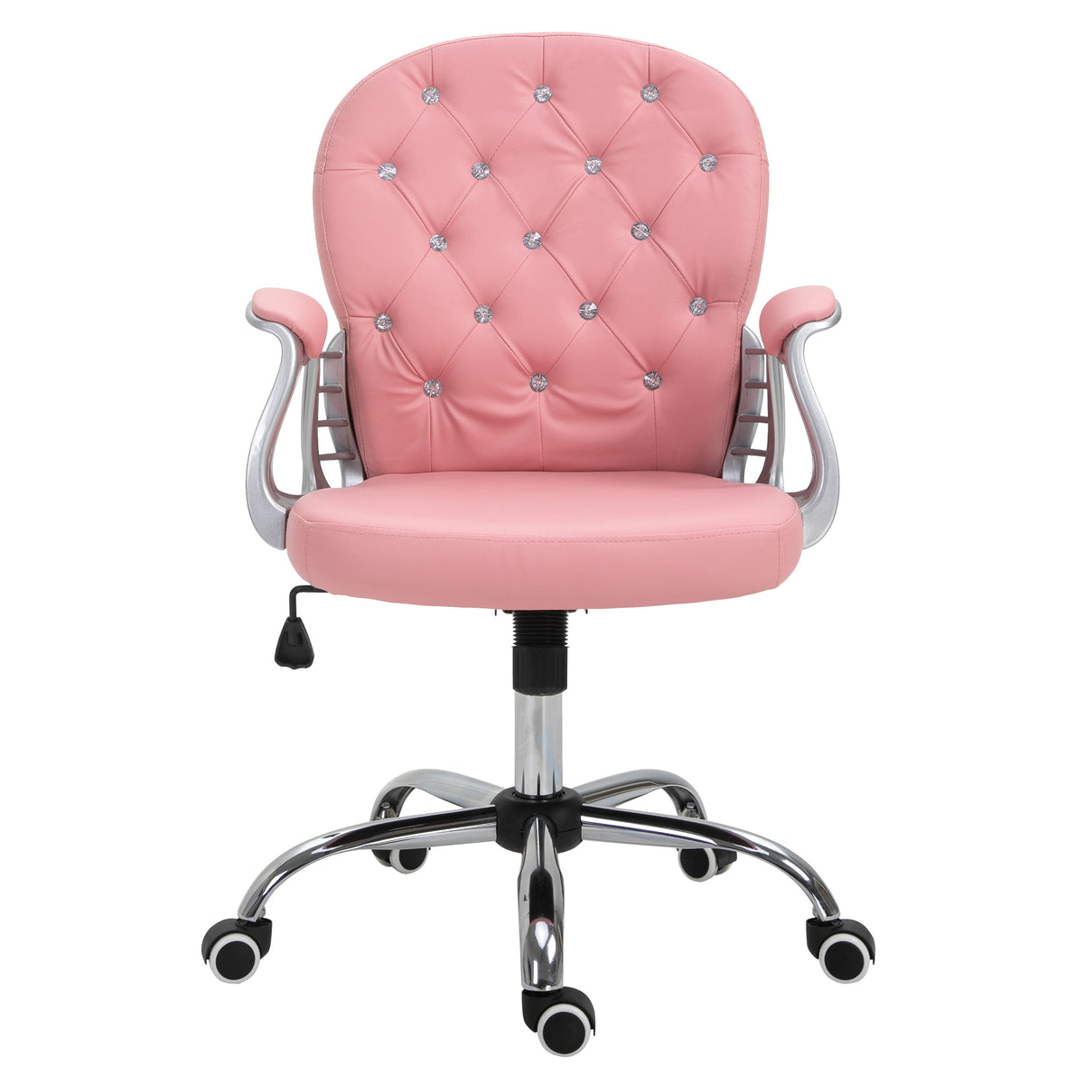Homeoffice Stuhl Schreibtischstuhl mit Kunstlederoptik h?henverstellbar Drehstuhl Schminkstuhl B¨¹rostuhl bis 120 kg belastbar, f¨¹r Arbeitszimmer, Schlafzimmer Rosa