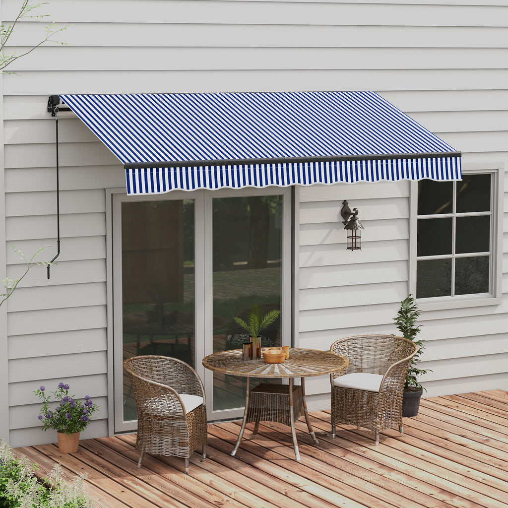 Sonnenmarkise Markise Terrassenmarkise, inkl. Handkurbel, wetterbeständig, 247 cm x 295 cm, Blau + Weiß