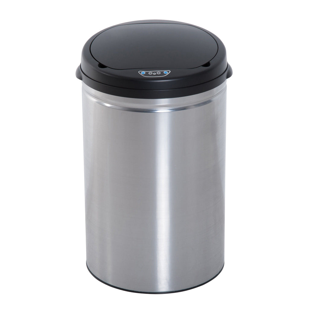 Sensor M¨¹lleimer 30L Automatischer M¨¹lleimer mit Soft-Close-Deckel, Bewegungssensor, Wasserdichter Abfalleimer M¨¹llbeh?lter Abfallbeh?lter f¨¹r B¨¹ro, Schlafzimmer, K¨¹chen Schwarz+Silber