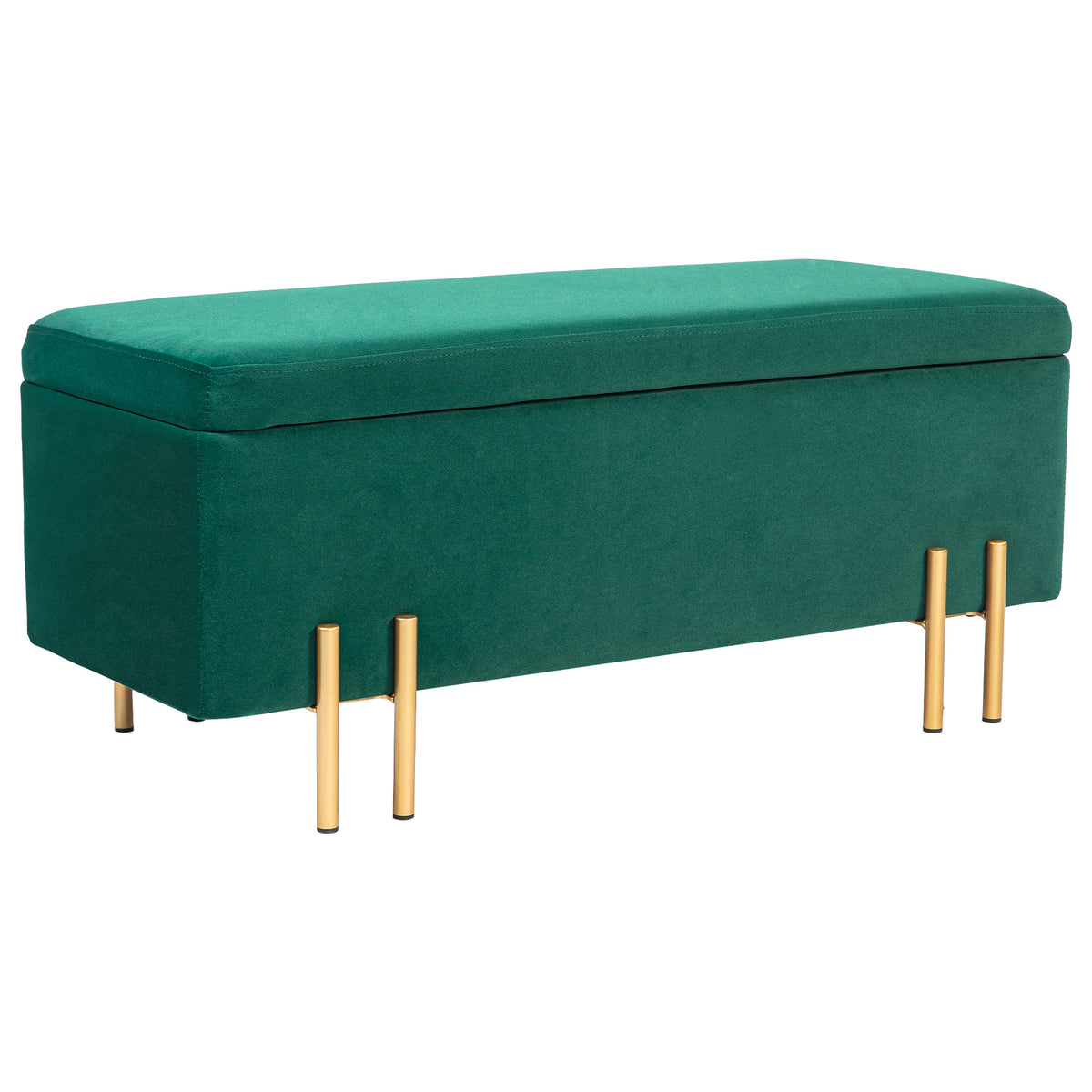 Sitzbank, Polsterbank mit Stauraum, Metall, Kautschukholz, Schaumstoff, 100 x 40 x 42 cm, Gr¨¹n