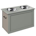 Raised Dog Bowls, with Storage, Two Stainless Steel Bowls, Elevated Base - Grey