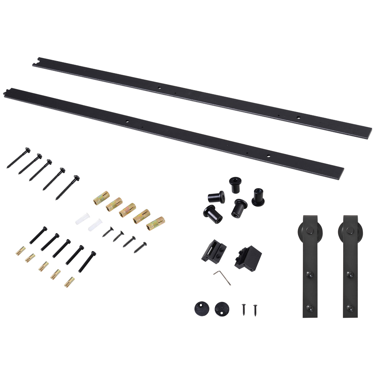 Gleitschienen-Bausatz f¨¹r Schiebet¨¹r, bis 90 kg, Kohlenstoffstahl, 200 cm, Schwarz, inkl. Werkzeuge