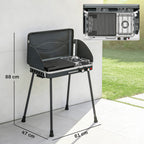Tragbarer Gasgrill 2 Brenner 7 kW 2-in-1 Tischgrill mit Braten klappbar Beinen Grillrost Windschutz Deckel Verschluss