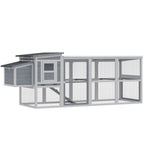 Hühnerstall Hühnerhaus für 3-4 Hühner mit Auslauf Nistkasten Asphaltdach Oxford-Abdeckung Auszugsschublade 264x82x89cm Grau